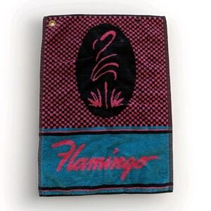 VTG Sir Christopher Hatton Flamingo Golf Towel Neon Pink Teal 80s 90s Gorpcore